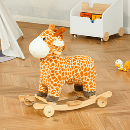 Baloiço infantil em forma de girafa para crianças acima de 3 anos baloiço 2 em 1 com rodas e sons 63x38x63cm multicolor
