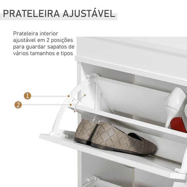 Móvel sapateiro de 4 portas estreito com prateleiras ajustáveis e removíveis capacidade de 16 pares para corredor entrada 98x24x83cm branco