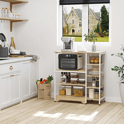 Estante de cozinha estante para microondas forno multiuso com 7 prateleiras de armazenamento para utensílios livros plantas 90x40x95cm madeira natural