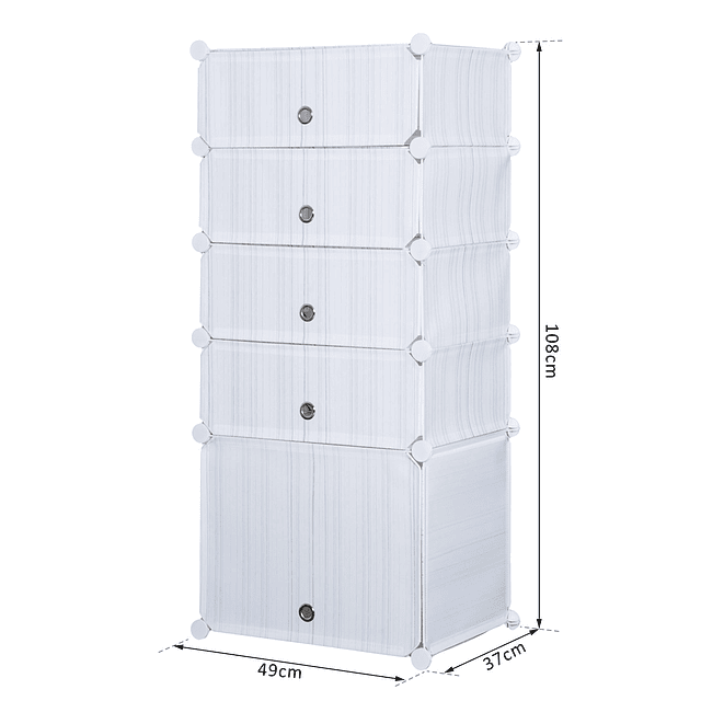 Armário modular plástico branco estante 5 baldes roupeiro sa