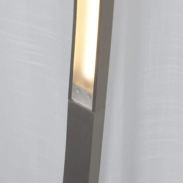 Luminária de piso com luz LED amarela Base de metal Pedal interruptor Design elegante Potência máx. 18 W 50x23x149cm Prata