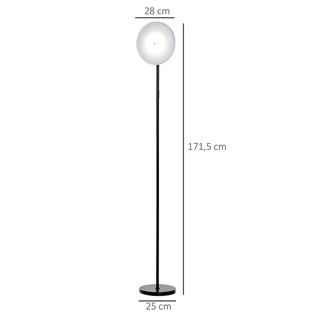 Candeeiro de pé led 18w/1800 lm com 3 brilhos ajustáveis ecrã giratório e base de metal candeeiro de leitura moderno para sala de estar dormitório ø28×171,5cm preto