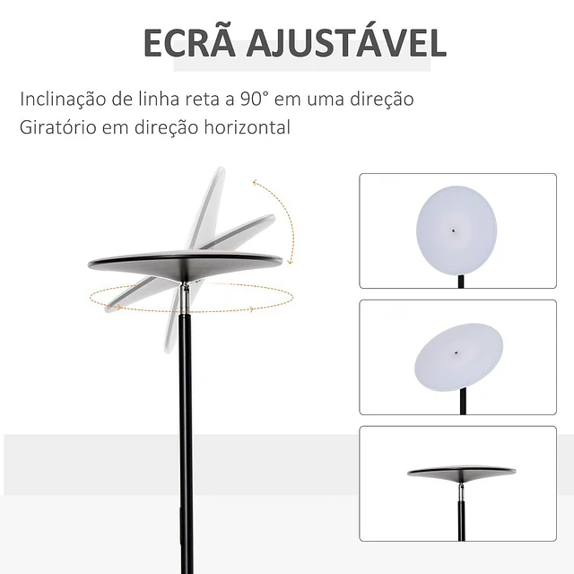 Candeeiro de pé led 18w/1800 lm com 3 brilhos ajustáveis ecrã giratório e base de metal candeeiro de leitura moderno para sala de estar dormitório ø28×171,5cm preto