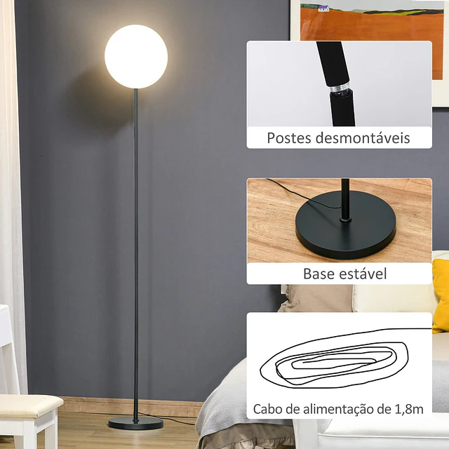Candeeiro de pé led 18w/1800 lm com 3 brilhos ajustáveis ecrã giratório e base de metal candeeiro de leitura moderno para sala de estar dormitório ø28×171,5cm preto