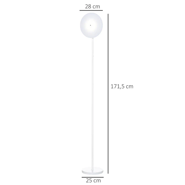 Candeeiro de pé led 18w/1800 lm com 3 brilhos ajustáveis ecrã giratório e base de metal candeeiro de leitura moderno para sala de estar dormitório ø28×171,5cm branco