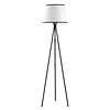 Candeeiro de pé para sala de estar com tripé de metal ecrã de tecido suporte para lâmpada e27 máx. 40w e interruptor de pé desenho moderno para dormitório 50x50x170cm branco e preto