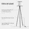 Candeeiro de pé para sala de estar com tripé de metal ecrã de tecido suporte para lâmpada e27 máx. 40w e interruptor de pé desenho moderno para dormitório 50x50x170cm branco e preto