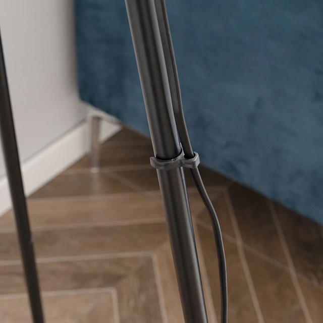 Candeeiro de pé para sala de estar com tripé de metal ecrã de tecido suporte para lâmpada e27 máx. 40w e interruptor de pé desenho moderno para dormitório 50x50x170cm branco e preto