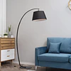 Candeeiro de pé em forma de arco moderno com ecrã suspenso de tecido suporte para lâmpada e27 máx.40w para sala de estar dormitórios estúdio 100x43x177cm preto