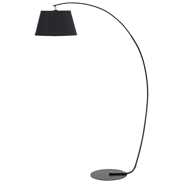 Candeeiro de pé em forma de arco moderno com ecrã suspenso de tecido suporte para lâmpada e27 máx.40w para sala de estar dormitórios estúdio 100x43x177cm preto