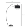 Candeeiro de pé em forma de arco moderno com ecrã suspenso de tecido suporte para lâmpada e27 máx.40w para sala de estar dormitórios estúdio 100x43x177cm preto