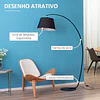 Candeeiro de pé em forma de arco moderno com ecrã suspenso de tecido suporte para lâmpada e27 máx.40w para sala de estar dormitórios estúdio 100x43x177cm preto
