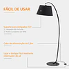 Candeeiro de pé em forma de arco moderno com ecrã suspenso de tecido suporte para lâmpada e27 máx.40w para sala de estar dormitórios estúdio 100x43x177cm preto