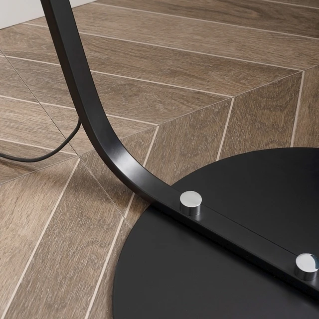 Candeeiro de pé em forma de arco moderno com ecrã suspenso de tecido suporte para lâmpada e27 máx.40w para sala de estar dormitórios estúdio 100x43x177cm preto
