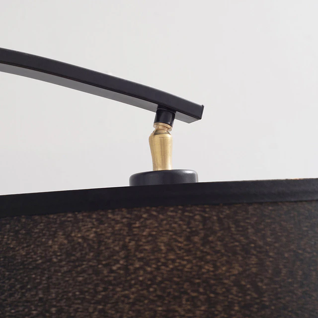 Candeeiro de pé em forma de arco moderno com ecrã suspenso de tecido suporte para lâmpada e27 máx.40w para sala de estar dormitórios estúdio 100x43x177cm preto