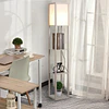 Candeeiro de pé de madeira com 3 prateleiras de armazenamento para lâmpada e27 potência máx. 40w candeeiro moderno para sala de estar dormitório 26x26x160cm carvalho e branco