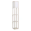 Candeeiro de pé de madeira com 3 prateleiras de armazenamento para lâmpada e27 potência máx. 40w candeeiro moderno para sala de estar dormitório 26x26x160cm carvalho e branco