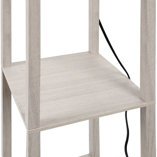 Candeeiro de pé de madeira com 3 prateleiras de armazenamento para lâmpada e27 potência máx. 40w candeeiro moderno para sala de estar dormitório 26x26x160cm carvalho e branco