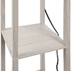 Candeeiro de pé de madeira com 3 prateleiras de armazenamento para lâmpada e27 potência máx. 40w candeeiro moderno para sala de estar dormitório 26x26x160cm carvalho e branco
