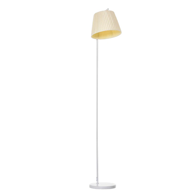Candeeiro de pé com ecrã de linho plissado interruptor de pedal para dormitório sala de estar ø25x165cm branco e creme