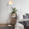 Candeeiro de pé com ecrã de linho plissado interruptor de pedal para dormitório sala de estar ø25x165cm branco e creme