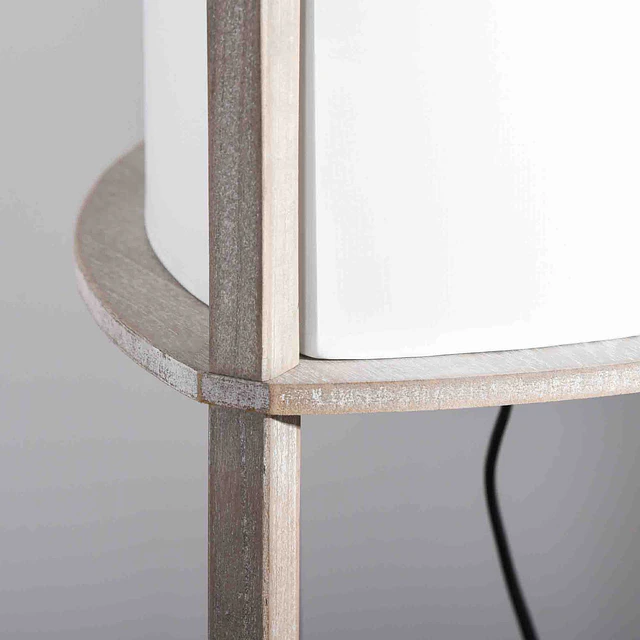 Candeeiro de pé de madeira com 3 prateleiras ecrã pvc interruptor de pedal estilo moderno para dormitório sala de estar estúdio 32x32x150cm carvalho cinza