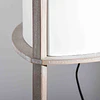 Candeeiro de pé de madeira com 3 prateleiras ecrã pvc interruptor de pedal estilo moderno para dormitório sala de estar estúdio 32x32x150cm carvalho cinza