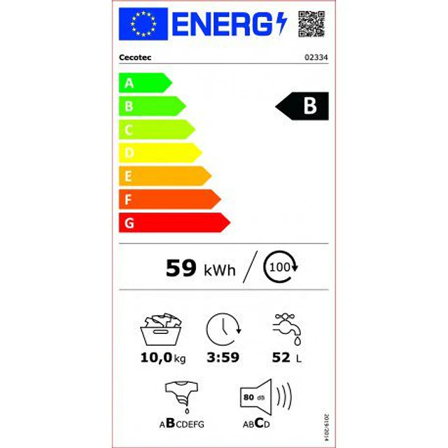 Máquina de Lavar Roupa, 10Kg, DressCode 10400 Inverter Cecotec