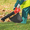 3 em 1 aspirador soprador e triturador de folhas elétrico potência 3000w velocidade de 270km/h com bolsa coletora 45l e 2 rodas 118x17x29cm preto
