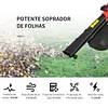 3 em 1 aspirador soprador e triturador de folhas elétrico potência 3000w velocidade de 270km/h com bolsa coletora 45l e 2 rodas 118x17x29cm preto