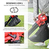 3 em 1 aspirador soprador e triturador de folhas elétrico potência 3000w velocidade de 270km/h com bolsa coletora 45l e 2 rodas 118x17x29cm preto