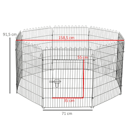 Parque para animais de estimação dobrável com 8 cercas 71×91,5 cm metal