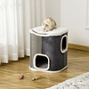 Barril arranhador para gatos de 2 níveis com caverna de sisal pelúcia suave e plataforma de velo 40x40x49cm cinza