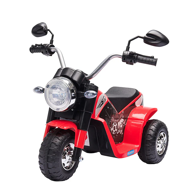 Motocicleta elétrica infantil com 3 rodas triciclo a bateria 6v para crianças de 18-36 meses com farol buzina 72x57x56cm vermelho