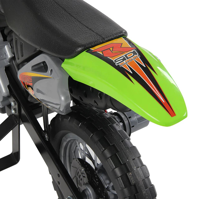 Mota elétrica infantil com bateria com rodinhas de apoio – cor: verde – material pp