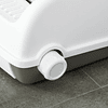 Caixa de areia para gatos caixa de areia aberta semi-automática com botão ancinho bandeja removível e borda alta 62×46,5×19,5cm branco