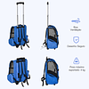 Transportadora para animais de estimação 2 em 1 mochila de viagem com 2 rodas para cães gatos com alça retrátil de alumínio e bolso de armazenamento 42x25x55cm azul