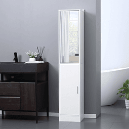 Coluna casa de banho com espelho móvel alto casa de banho com 2 portas e prateleiras interiores ajustáveis multiúso para cozinha sala de estar 32x28x162cm branco
