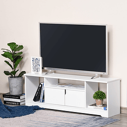Móvel de tv para televisores de até 42” móvel de sala de estar moderno com armário de dupla porta e 3 compartimentos abertos 120x30x41cm branco