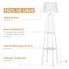 Lâmpada de pé Tripé de metal Soquete E27 de Máximo 40W com tela de linho e prateleira de 2 níveis 35,5×35,5×158 cm Branco