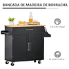 Carrinho de cozinha com armário portas e prateleira interior ajustável gaveta barra e suporte para temperos móvel aparador auxiliar com rodas para sala de jantar 109x40x89cm preto