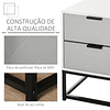 Mesa de cabeceira com 2 gavetas e base elevada de metal Estilo moderno e minimalista 39,5x40x48 cm Branco e cinza