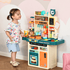 Cozinha de brinquedo para crianças acima de 3 anos com luz sons água vapor lousa 113 acessórios incluidos cozinha infantil educativa 70x32x92,2cm multicor