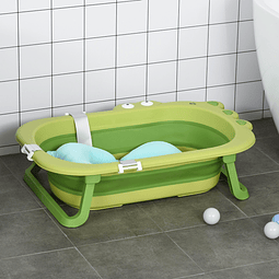 Banheira dobrável para bebé recém nascido até 3 anos 50l com almofada confortável e pés dobráveis 80×53,9×20,8cm verde