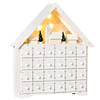 Calendário de advento de natal madeira com 24 gavetas e luzes led decoração de natal modelo casinha 39x9x42cm branco