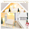 Calendário de advento de natal madeira com 24 gavetas e luzes led decoração de natal modelo casinha 39x9x42cm branco