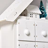 Calendário de advento de natal madeira com 24 gavetas e luzes led decoração de natal modelo casinha 39x9x42cm branco