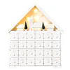 Calendário de advento de natal madeira com 24 gavetas e luzes led decoração de natal modelo casinha 39x9x42cm branco