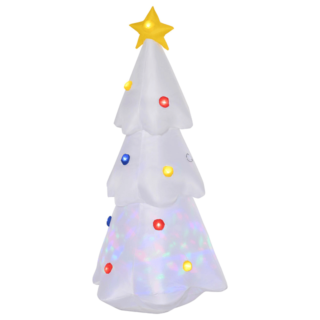 Árvore de natal inflável 122cm de altura com luzes led e inflador decoração de natal para interiores exteriores 60x51x122cm branco