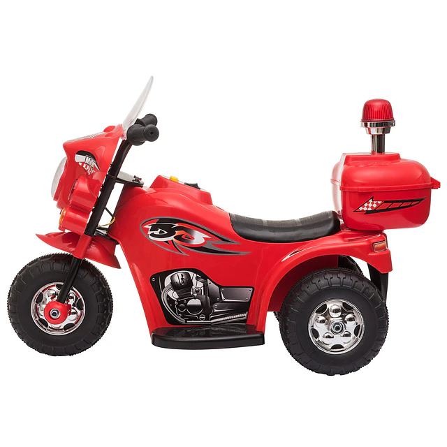 Mota Elétrica para Crianças de 18-36 Meses Motocicleta Infantil com 3 Rodas e Bateria 6V com Música Buzina Farol Baú 80x35x54cm Vermelho